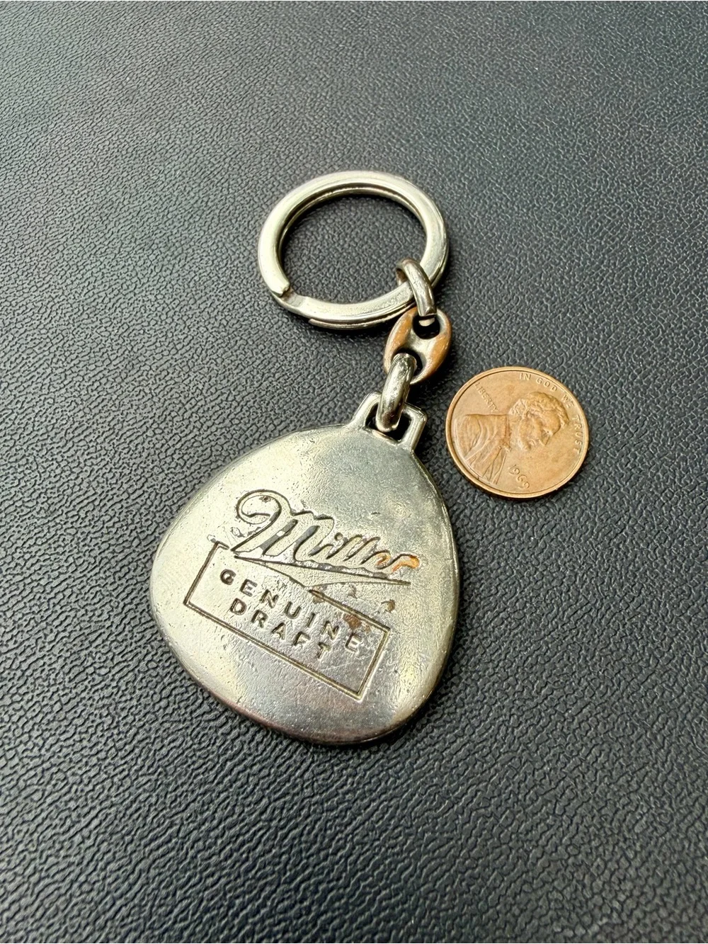 Vintage Miller Genuine Draft Metal Keychain Beer Advertising